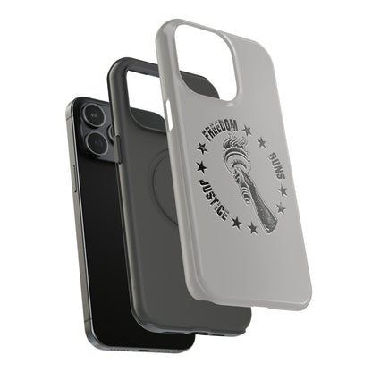 Freedom Justice Guns iPhone TOUGH Case [Silver]