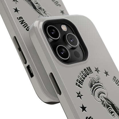 Freedom Justice Guns iPhone TOUGH Case [Silver]