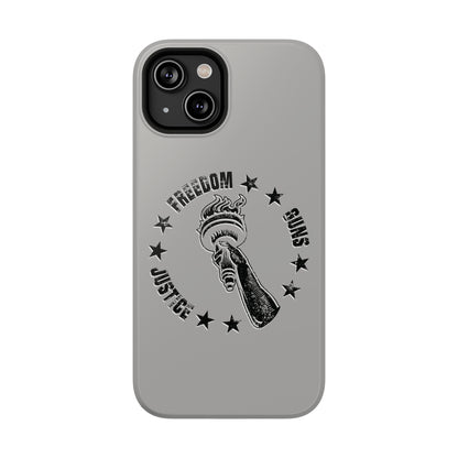 Freedom Justice Guns iPhone TOUGH Case [Silver]