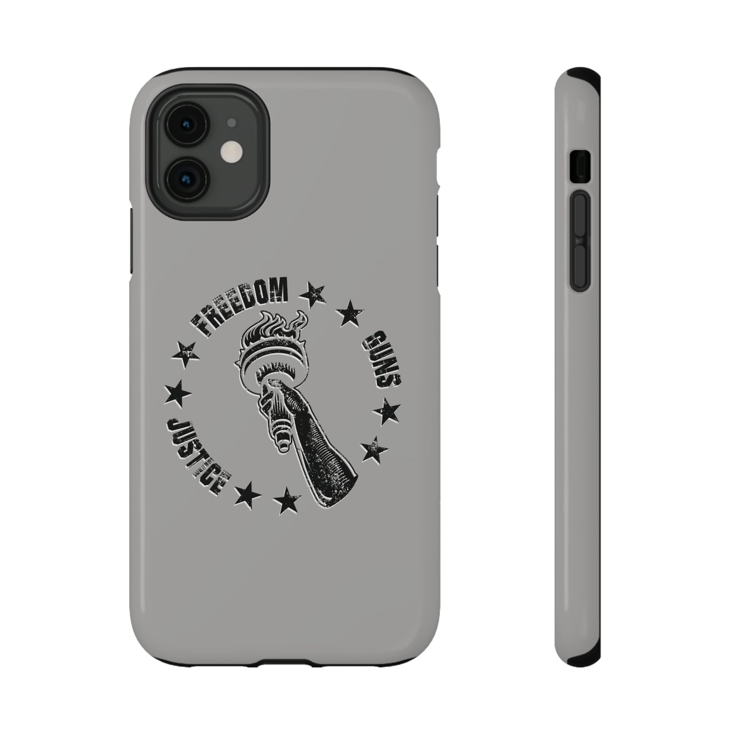 Freedom Justice Guns iPhone TOUGH Case [Silver]