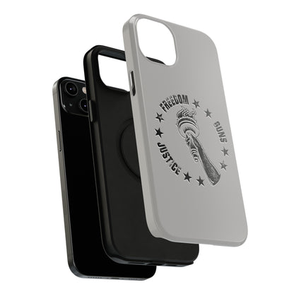 Freedom Justice Guns iPhone TOUGH Case [Silver]