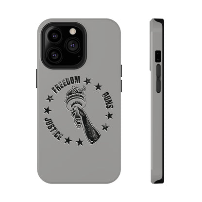 Freedom Justice Guns iPhone TOUGH Case [Silver]